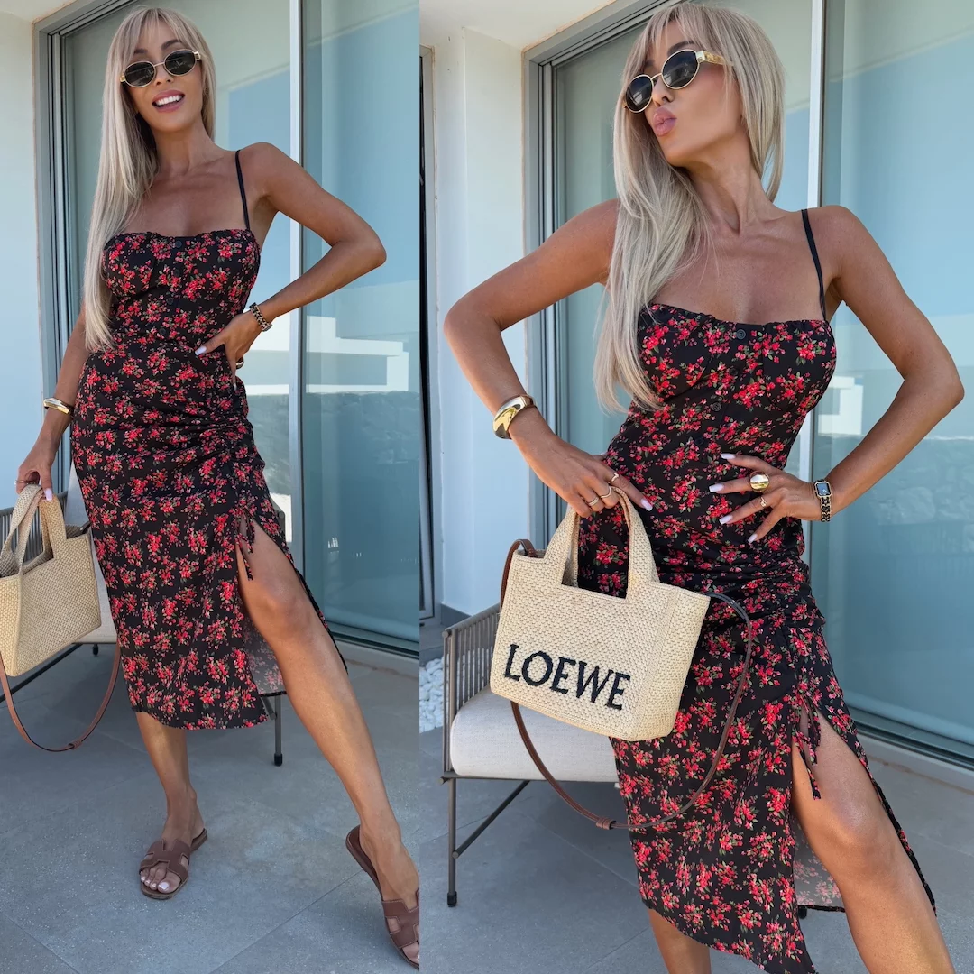Φόρεμα floral μαύρο